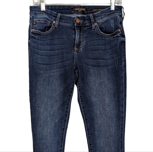 Dear John Joyrich Dark Wash Comfort Stretch Skinny Jeans Modest Distressed 27 - Picture 3 of 7